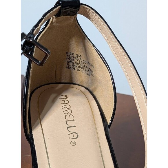 Marbella Florence Black Patent Ankle Strap Sandals Heels Flex Comfort 9M NEW - Picture 2 of 6